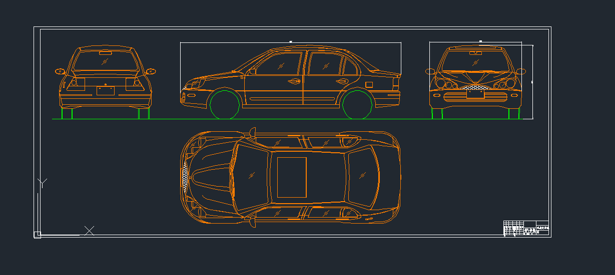 小轎車車身外形線CAD圖紙